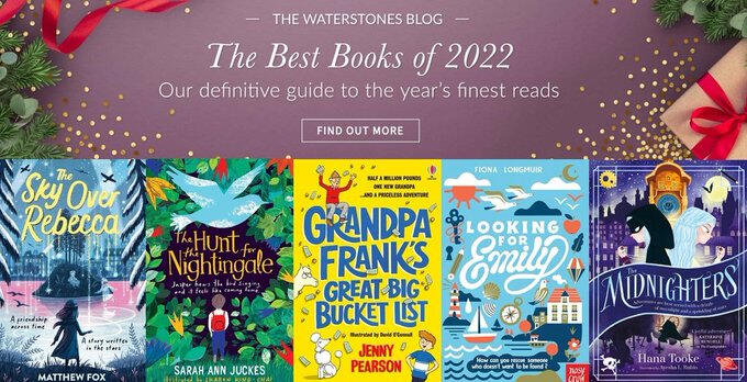 A graphic of the waterstones best books of 2022, including Looking for Emily